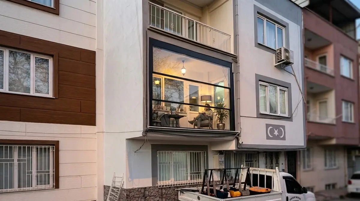 Giyotin Cam Sistemleri · Apartman giyotin cam balkon