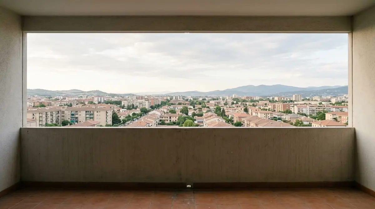 Sahne balkon şehir manzarası